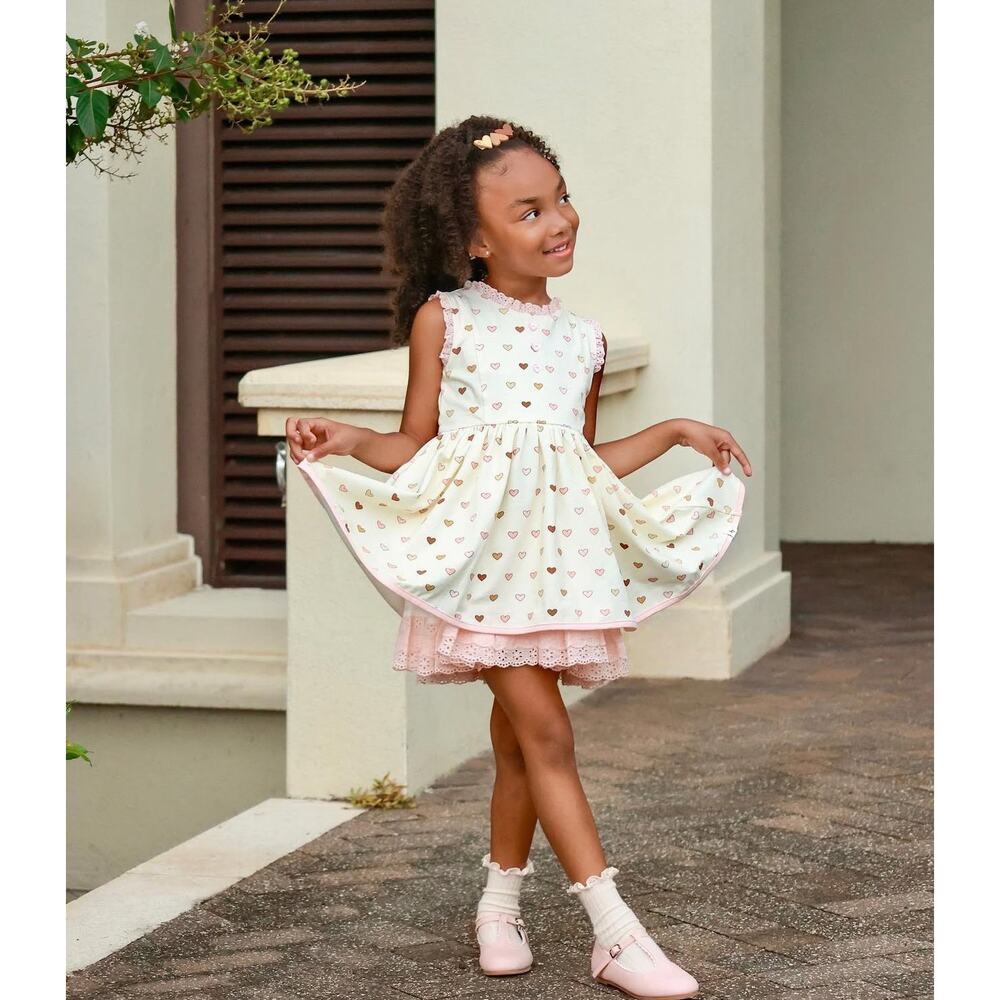 Love & Grow Candy Land Tunic / Dress Size 3T VGUC Dainty Lace and Hearts